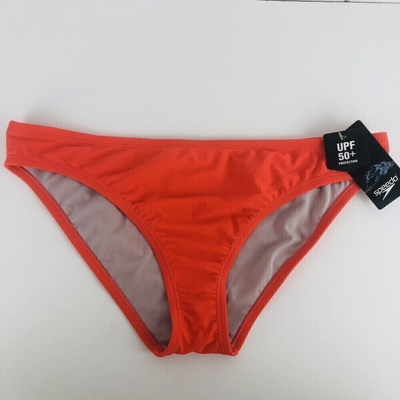 Speedo Womens 660 Hipster Bikini Bottoms UPF 50+ in Hot Coral Large - Picture 3 of 9